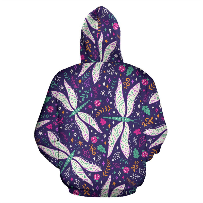 Dragonfly Pattern All Over Print Hoodie