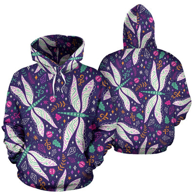 Dragonfly Pattern All Over Print Hoodie