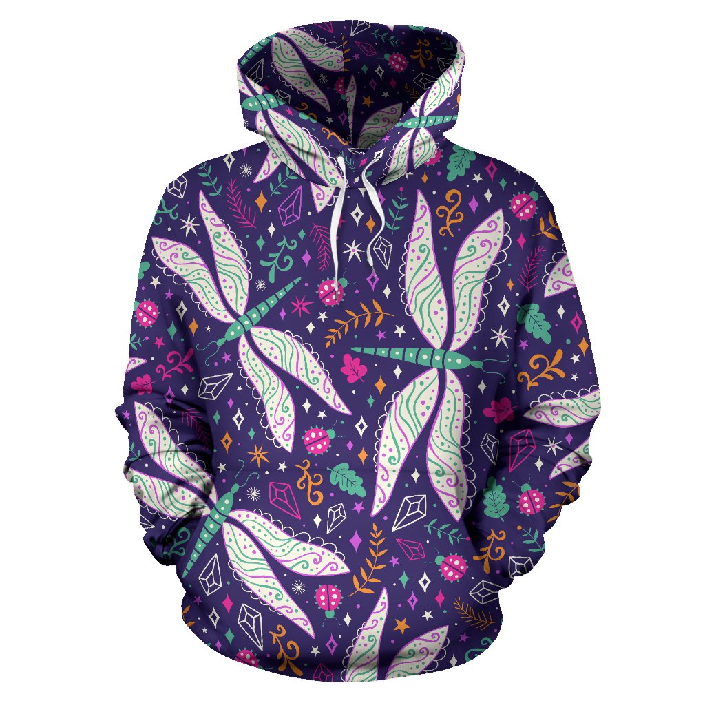 Dragonfly Pattern All Over Print Hoodie