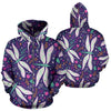 Dragonfly Pattern All Over Zip Up Hoodie