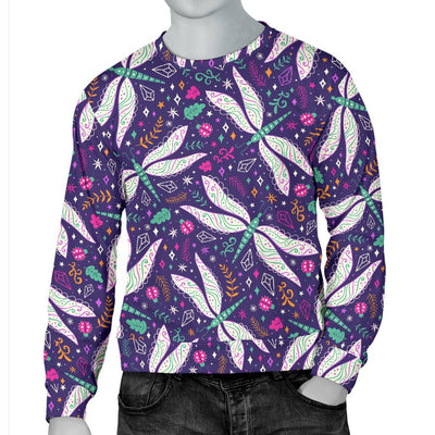 Dragonfly Pattern Men Crewneck Sweatshirt