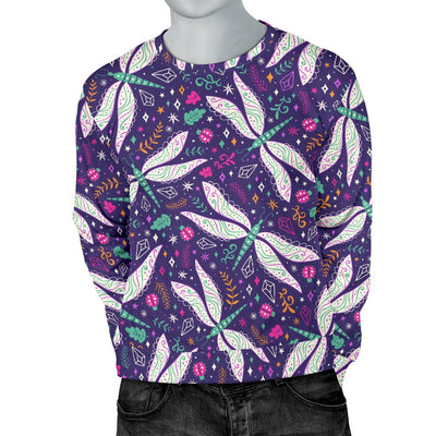 Dragonfly Pattern Men Crewneck Sweatshirt