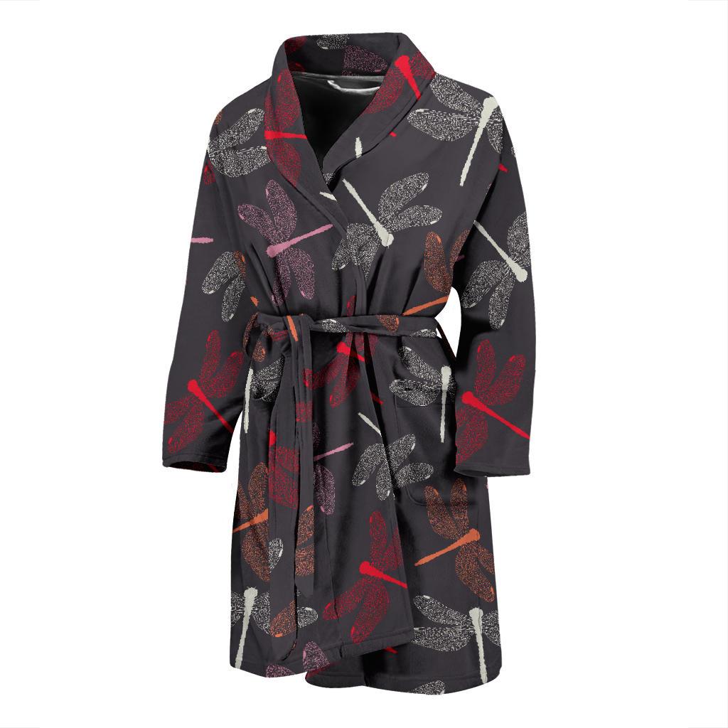 Dragonfly Pattern Print Design 01 Men Bathrobe-JORJUNE.COM