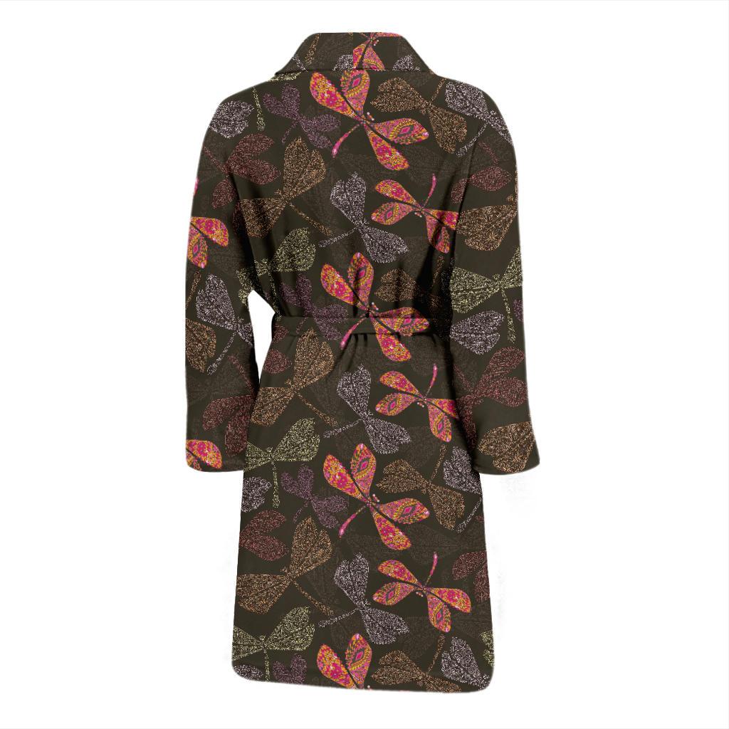 Dragonfly Pattern Print Design 02 Men Bathrobe-JORJUNE.COM