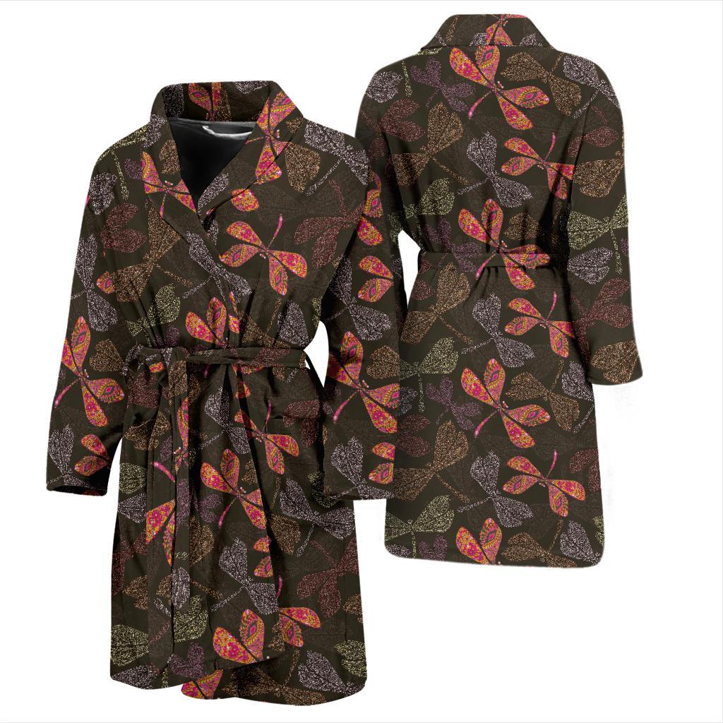 Dragonfly Pattern Print Design 02 Men Bathrobe-JORJUNE.COM
