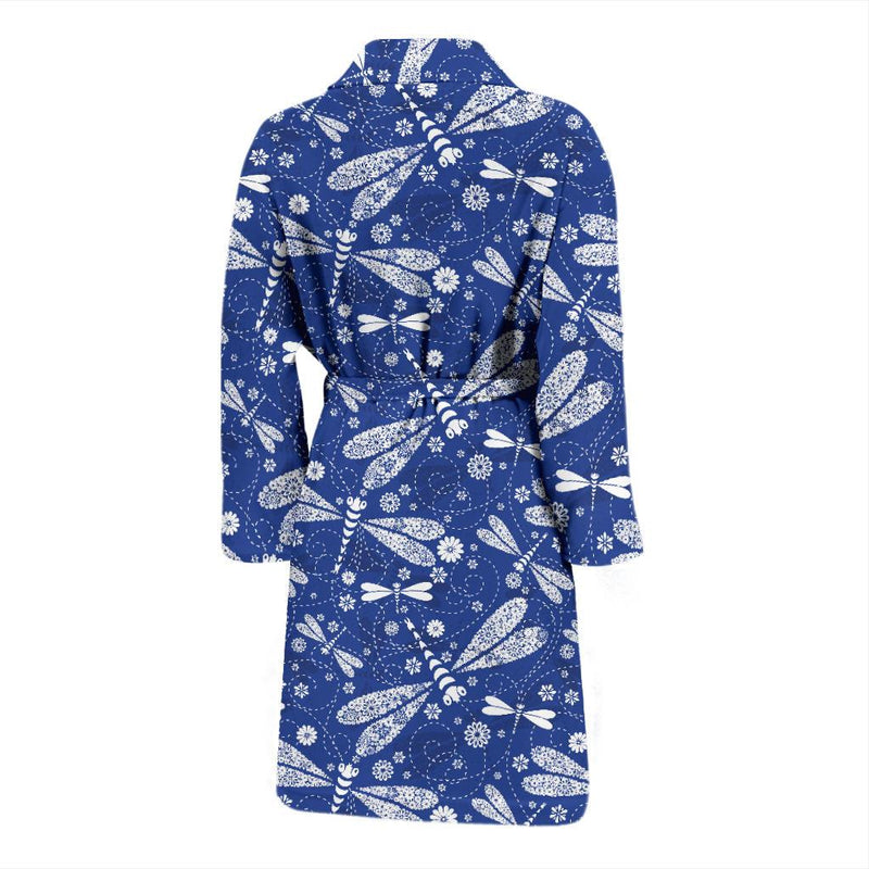 Dragonfly Pattern Print Design 03 Men Bathrobe-JORJUNE.COM