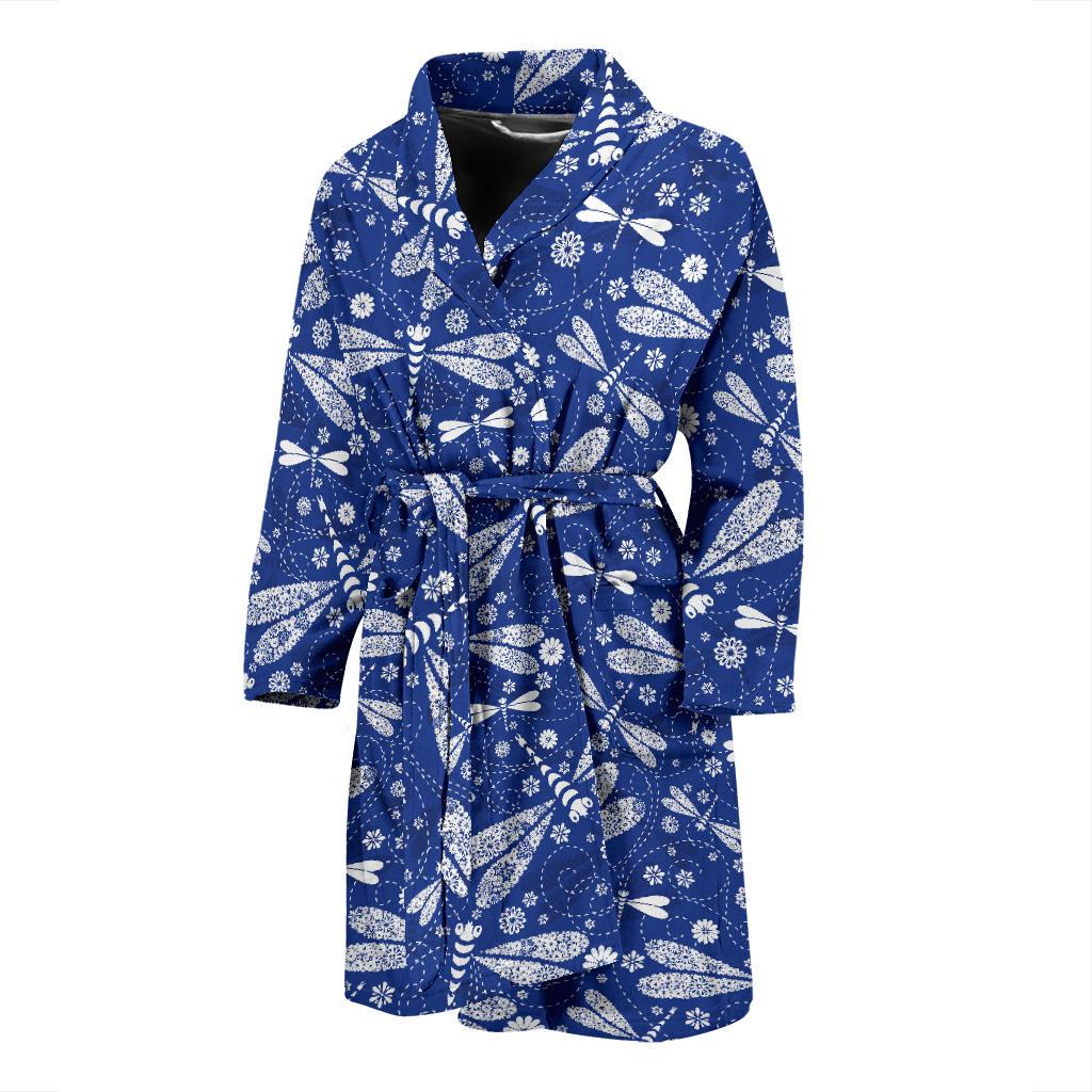 Dragonfly Pattern Print Design 03 Men Bathrobe-JORJUNE.COM