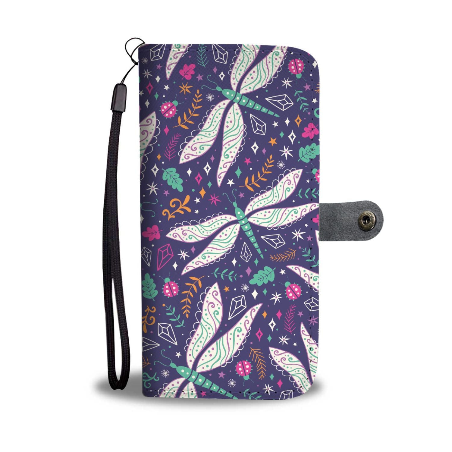 Dragonfly Pattern Wallet Phone Case