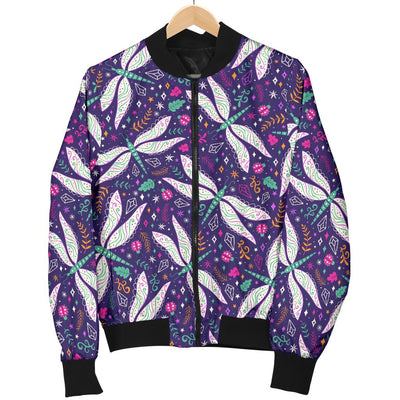 Dragonfly Pattern Women Casual Bomber Jacket