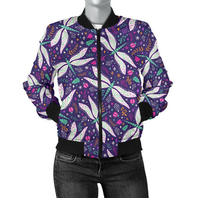 Dragonfly Pattern Women Casual Bomber Jacket