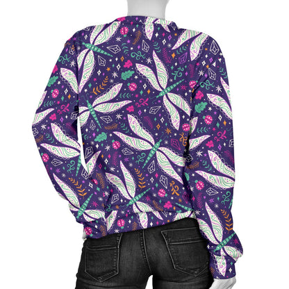 Dragonfly Pattern Women Crewneck Sweatshirt