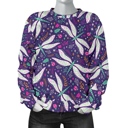 Dragonfly Pattern Women Crewneck Sweatshirt