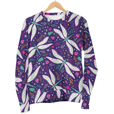 Dragonfly Pattern Women Crewneck Sweatshirt