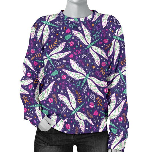 Dragonfly Pattern Women Crewneck Sweatshirt