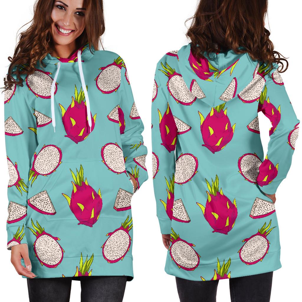 Dragonfruit Pattern Print Design DF01 Women Hoodie Dress
