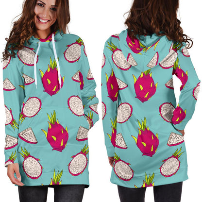 Dragonfruit Pattern Print Design DF01 Women Hoodie Dress