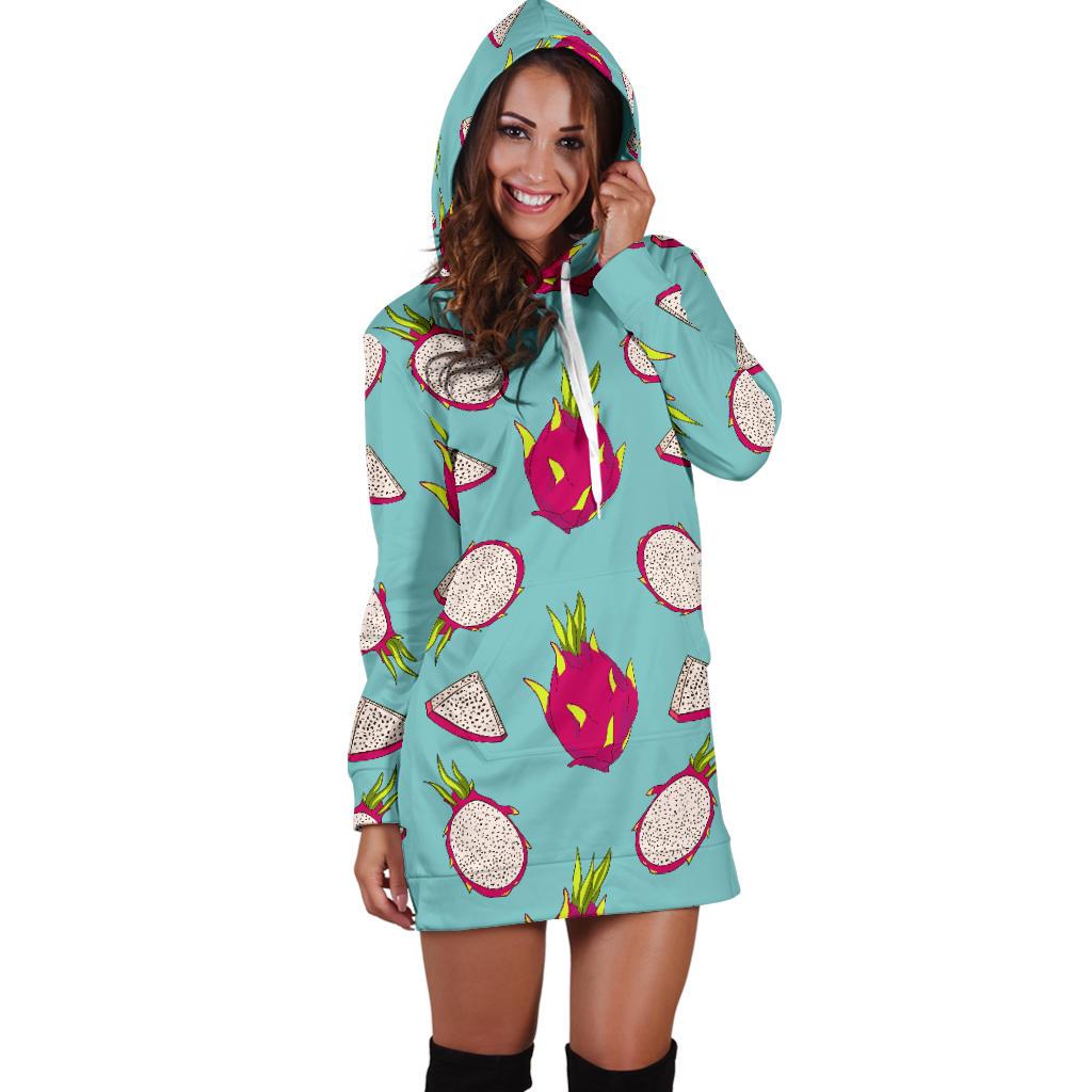 Dragonfruit Pattern Print Design DF01 Women Hoodie Dress