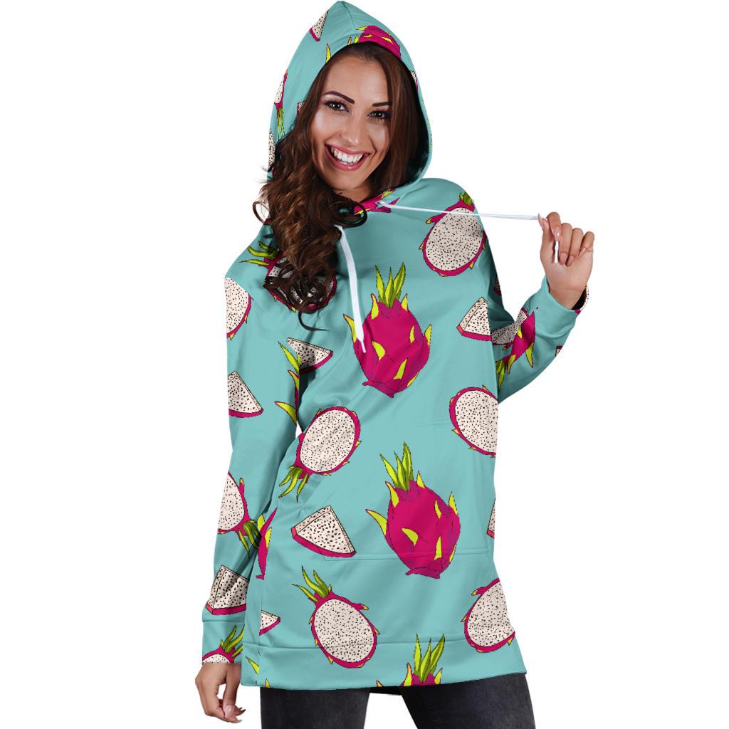 Dragonfruit Pattern Print Design DF01 Women Hoodie Dress
