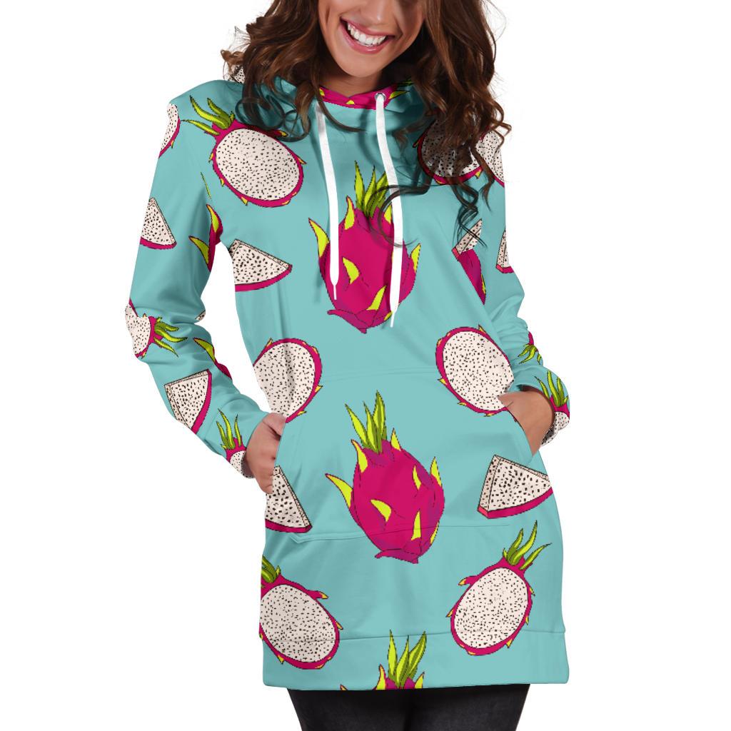 Dragonfruit Pattern Print Design DF01 Women Hoodie Dress