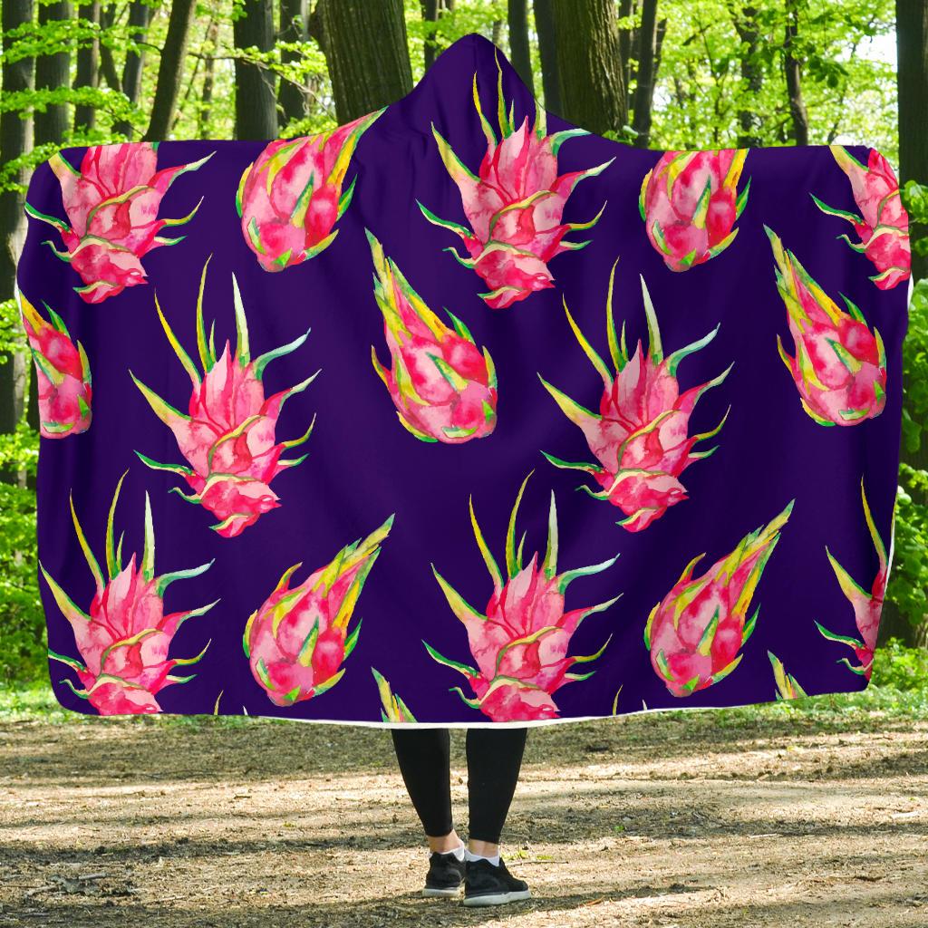 Dragonfruit Pattern Print Design DF02 Hooded Blanket-JORJUNE.COM