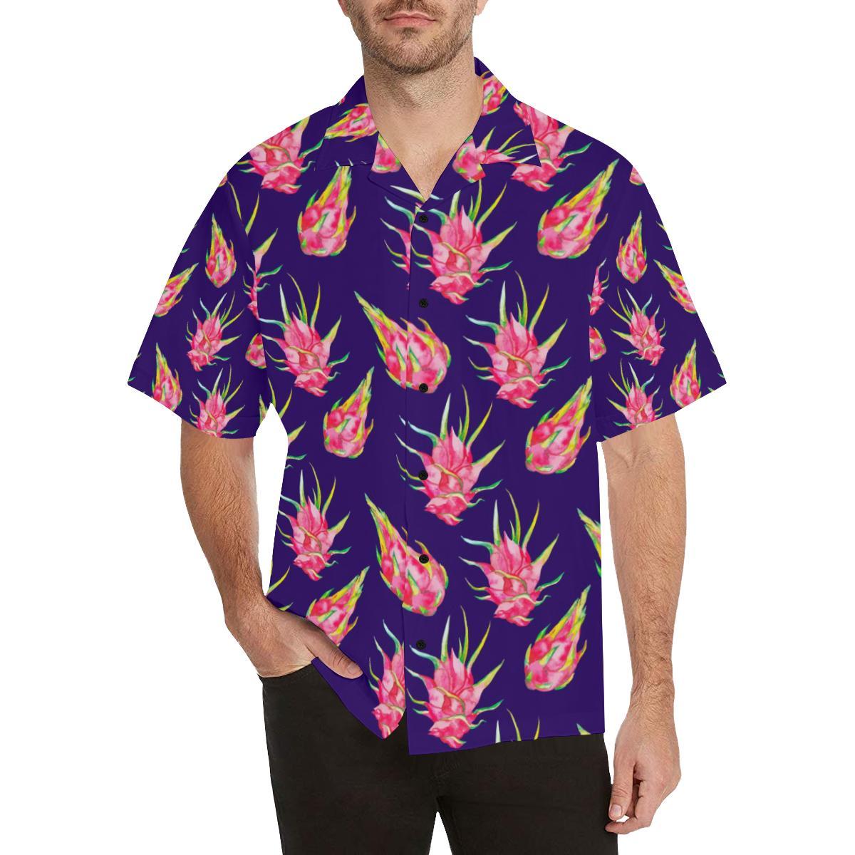 Dragonfruit Pattern Print Design DF02 Men Hawaiian Shirt-JorJune
