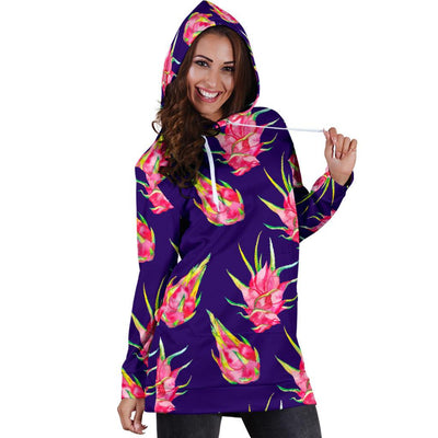 Dragonfruit Pattern Print Design DF02 Women Hoodie Dress