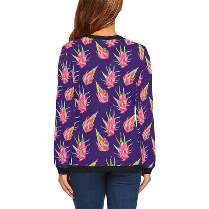 Dragonfruit Pattern Print Design DF02 Women Long Sleeve Sweatshirt-JorJune