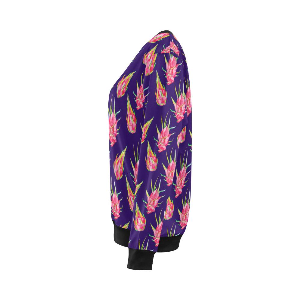 Dragonfruit Pattern Print Design DF02 Women Long Sleeve Sweatshirt-JorJune