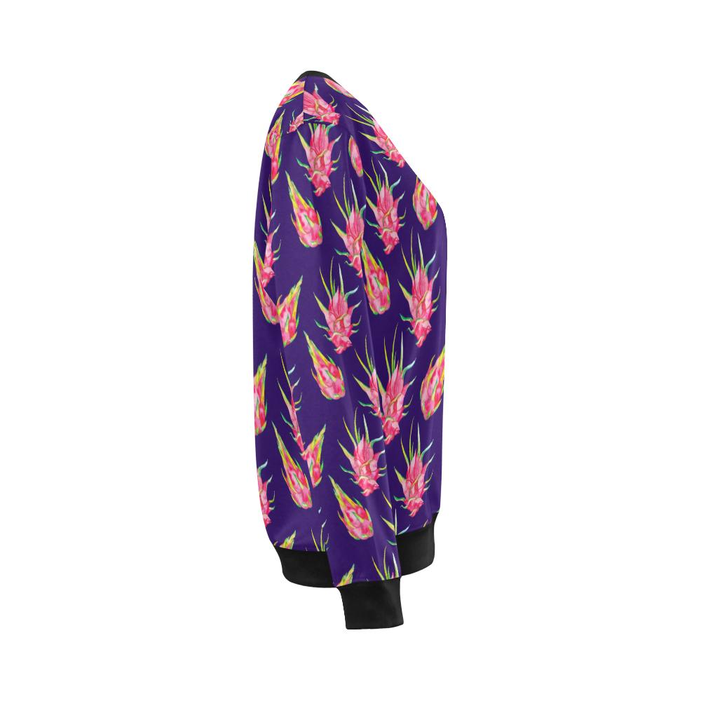 Dragonfruit Pattern Print Design DF02 Women Long Sleeve Sweatshirt-JorJune