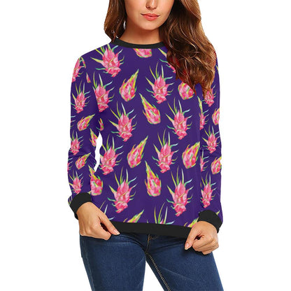 Dragonfruit Pattern Print Design DF02 Women Long Sleeve Sweatshirt-JorJune