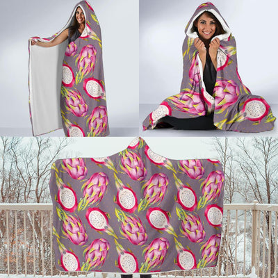 Dragonfruit Pattern Print Design DF03 Hooded Blanket-JORJUNE.COM