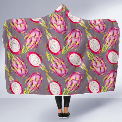 Dragonfruit Pattern Print Design DF03 Hooded Blanket-JORJUNE.COM