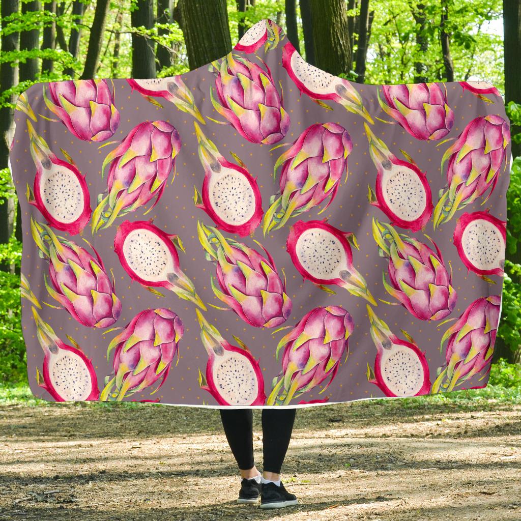 Dragonfruit Pattern Print Design DF03 Hooded Blanket-JORJUNE.COM