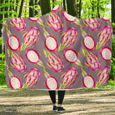 Dragonfruit Pattern Print Design DF03 Hooded Blanket-JORJUNE.COM