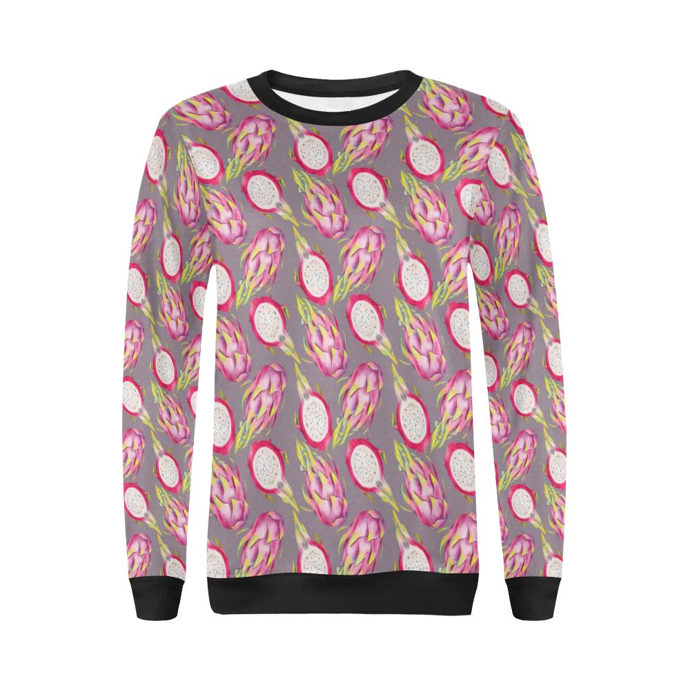 Dragonfruit Pattern Print Design DF03 Women Long Sleeve Sweatshirt-JorJune