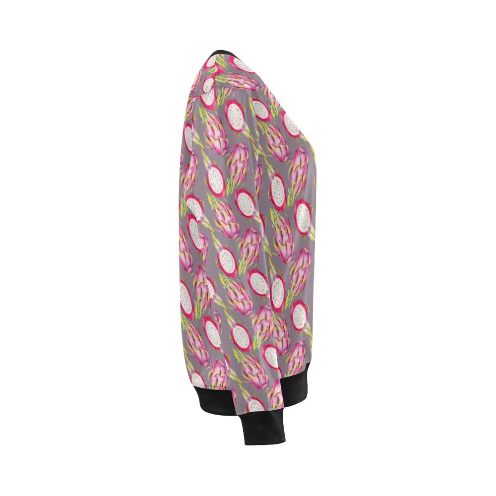 Dragonfruit Pattern Print Design DF03 Women Long Sleeve Sweatshirt-JorJune