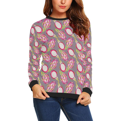 Dragonfruit Pattern Print Design DF03 Women Long Sleeve Sweatshirt-JorJune