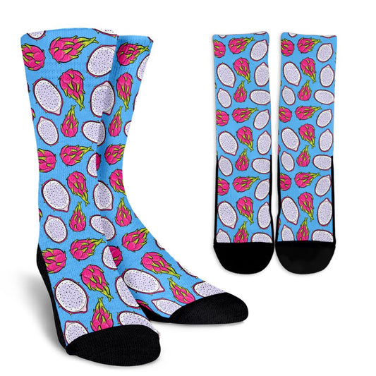 Dragonfruit Pattern Print Design DF04 Crew Socks-JORJUNE.COM