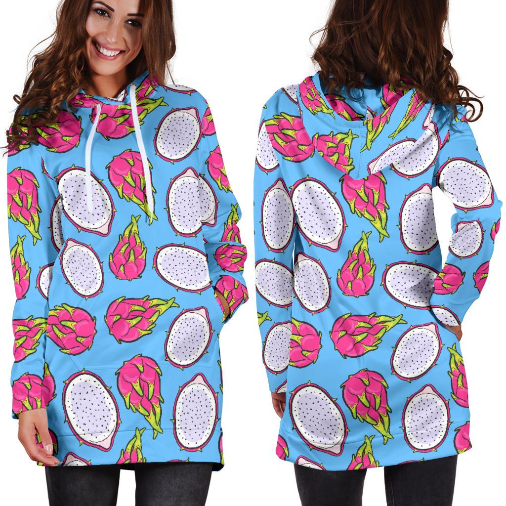 Dragonfruit Pattern Print Design DF04 Women Hoodie Dress