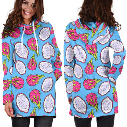Dragonfruit Pattern Print Design DF04 Women Hoodie Dress