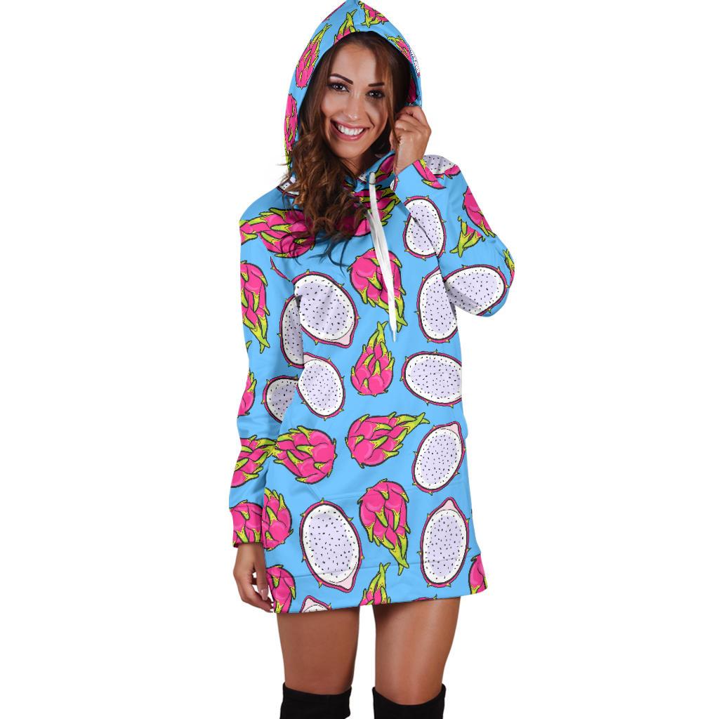 Dragonfruit Pattern Print Design DF04 Women Hoodie Dress