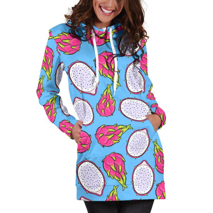 Dragonfruit Pattern Print Design DF04 Women Hoodie Dress