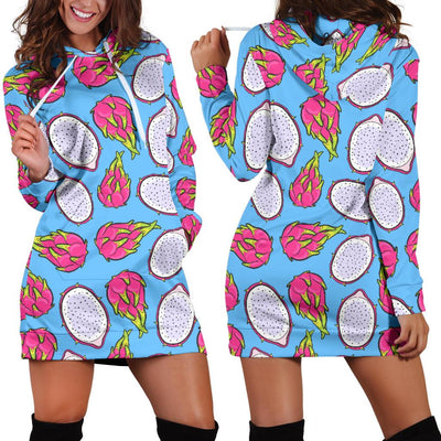 Dragonfruit Pattern Print Design DF04 Women Hoodie Dress