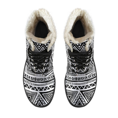 Draw Tribal Aztec Faux Fur Leather Boots