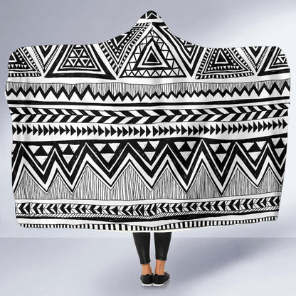 Draw Tribal Aztec Hooded Blanket-JORJUNE.COM
