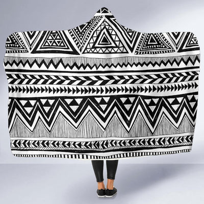 Draw Tribal Aztec Hooded Blanket-JORJUNE.COM