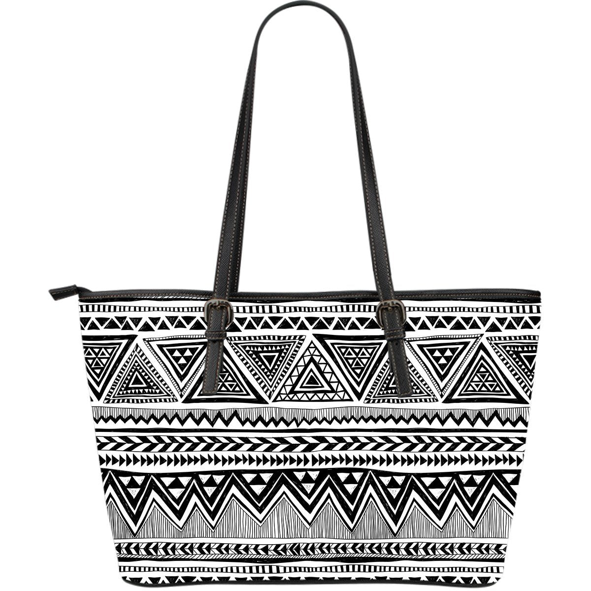 Draw Tribal Aztec Large Leather Tote Bag