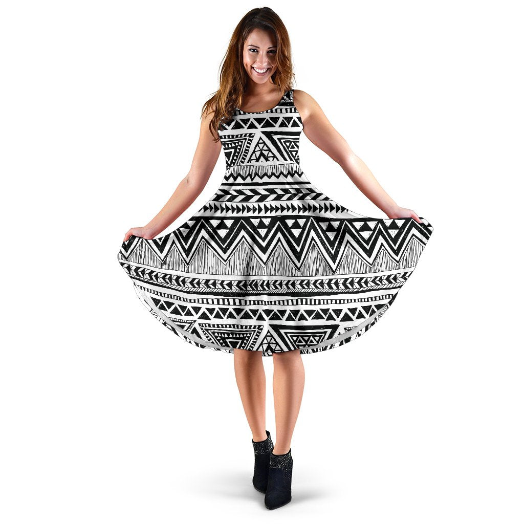 Draw Tribal Aztec Sleeveless Mini Dress