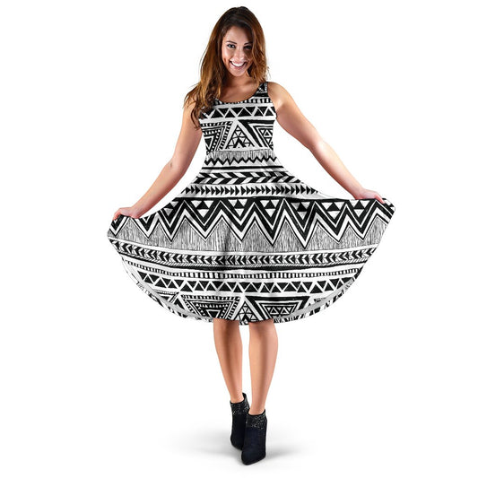 Draw Tribal Aztec Sleeveless Mini Dress