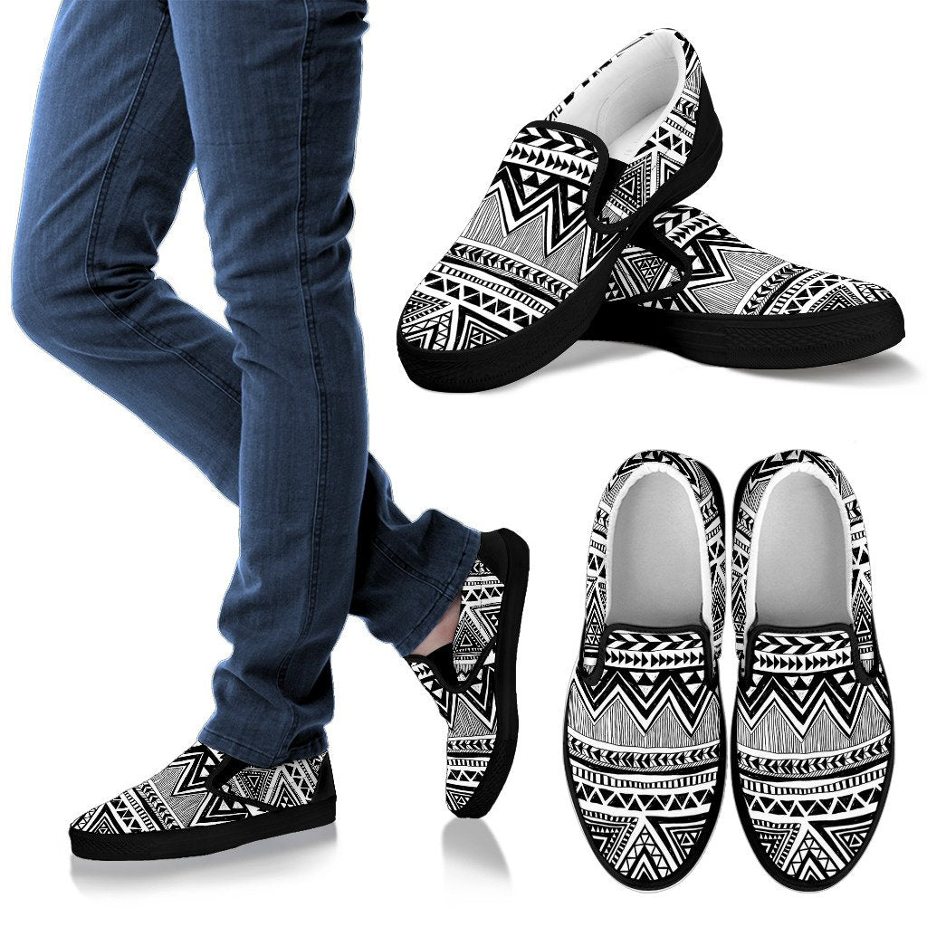 Draw Tribal Aztec Women Slip On Shoes